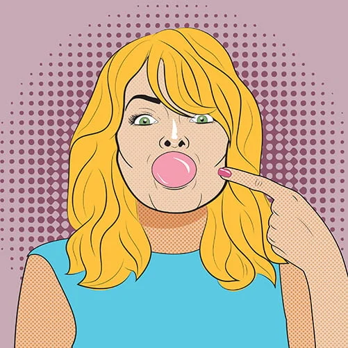 Comic of girl chewing gum